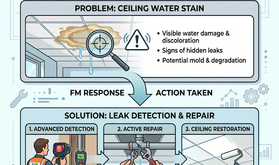Facility Management Services Ceiling Water Stains Resolution from sepadu